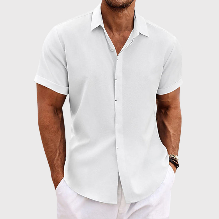 Breezy Cotton-Linen Blend Short-Sleeved Shirt