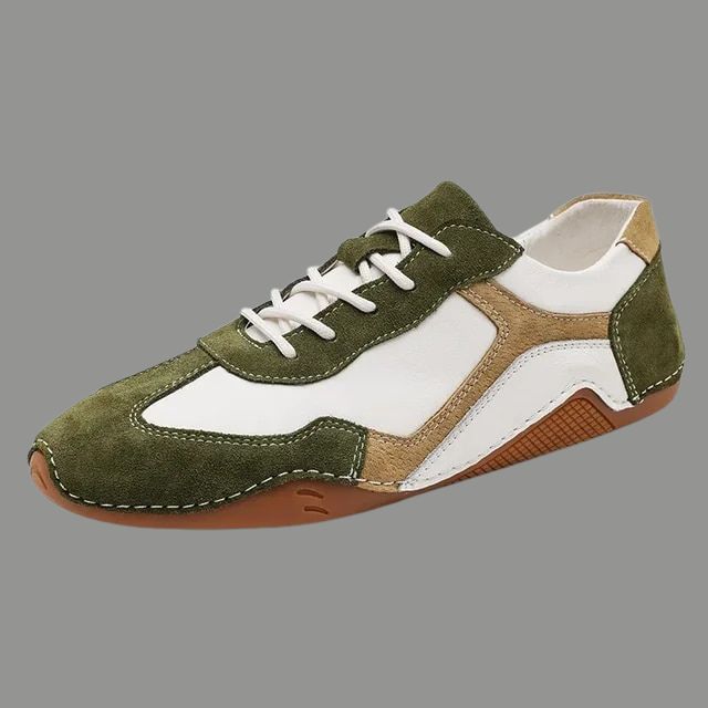 Breathable Genuine Leather Sneakers With Golf Sole Design