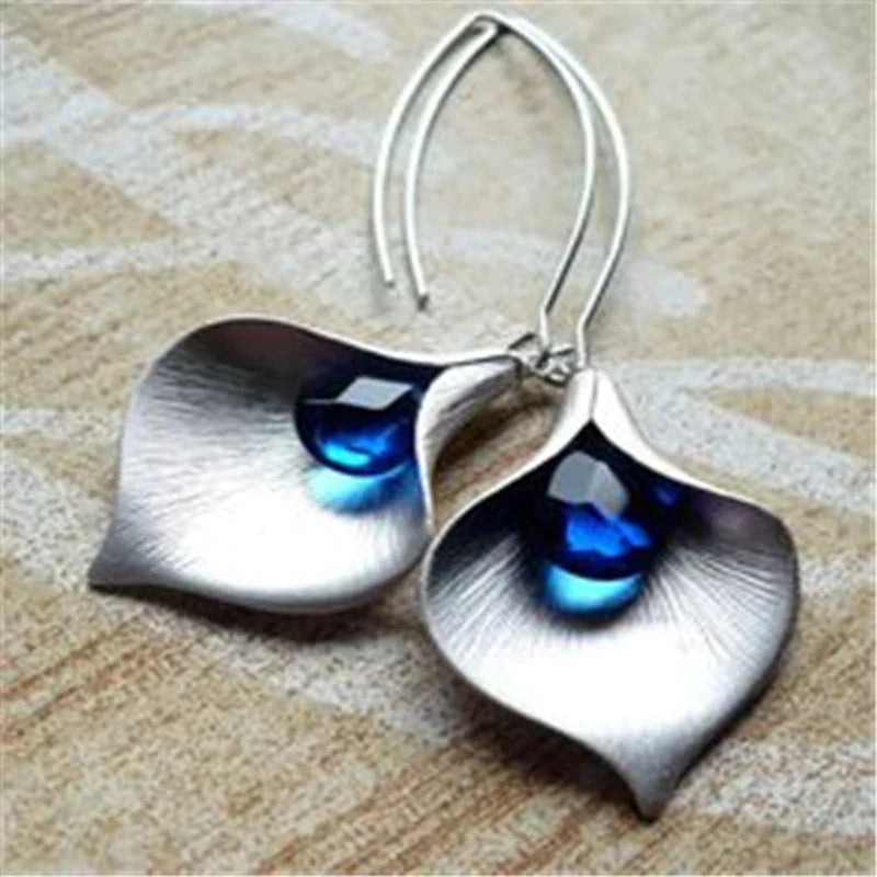 Flower dangle earrings with petal details