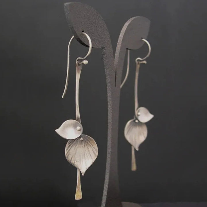 Flower dangle earrings with petal details