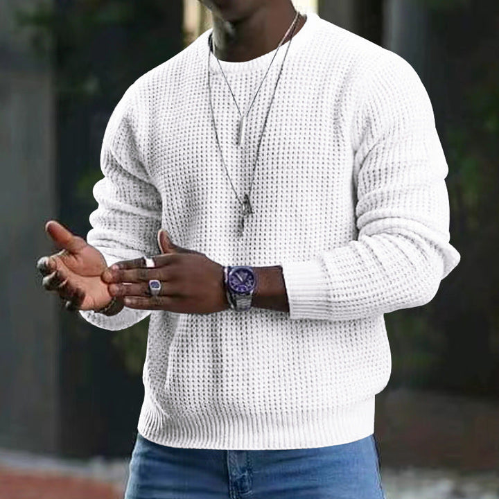 Stylish Men's Long Sleeve Knit Top with Classic Round Neckline