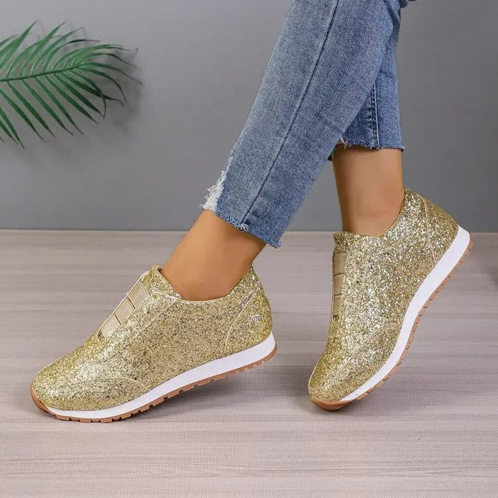 Glitter slip-on sneaker with contrasting sole