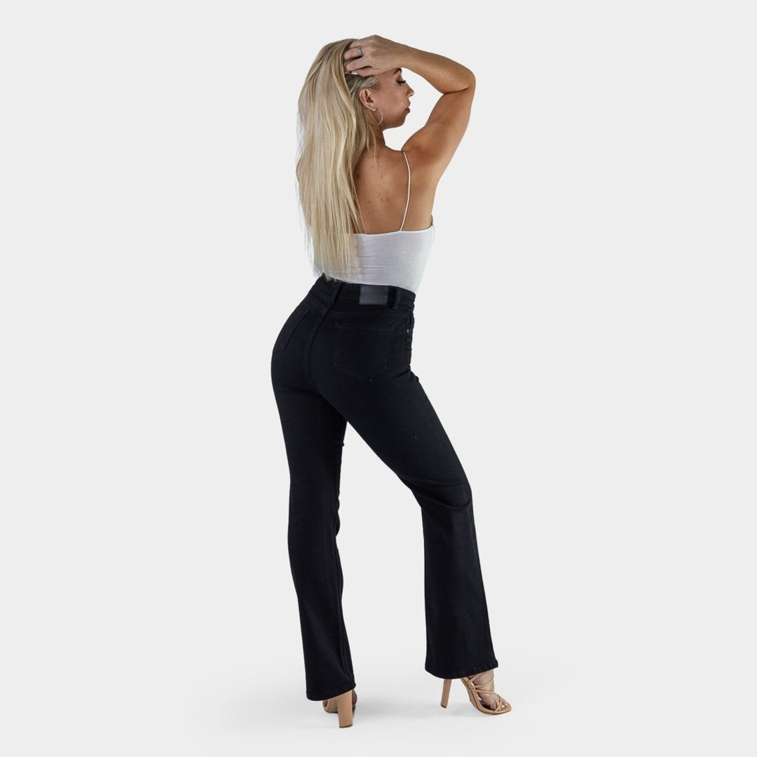 Stylish Black Impact Flare Fit Jeans for a Flattering Silhouette