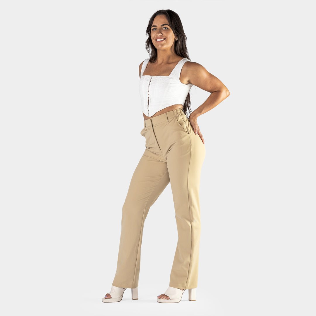 Chic Beige Straight Leg Pants for Effortless Style