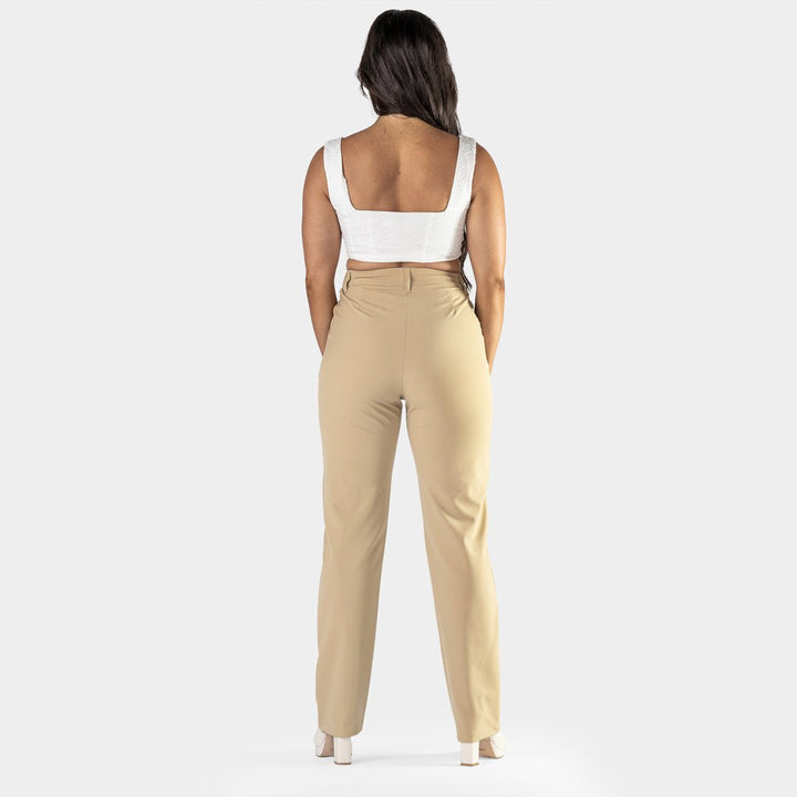 Chic Beige Straight Leg Pants for Effortless Style