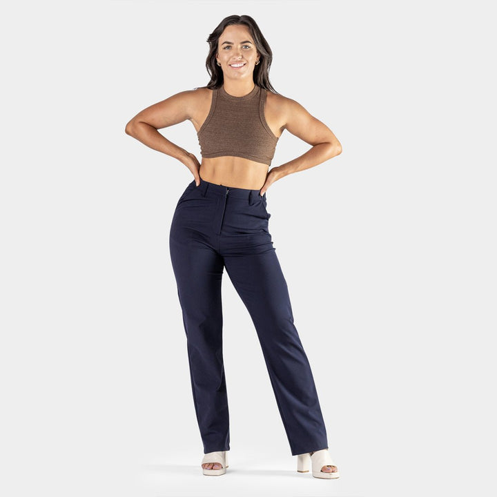 Navy Impact Straight Leg Trousers for Effortless Style