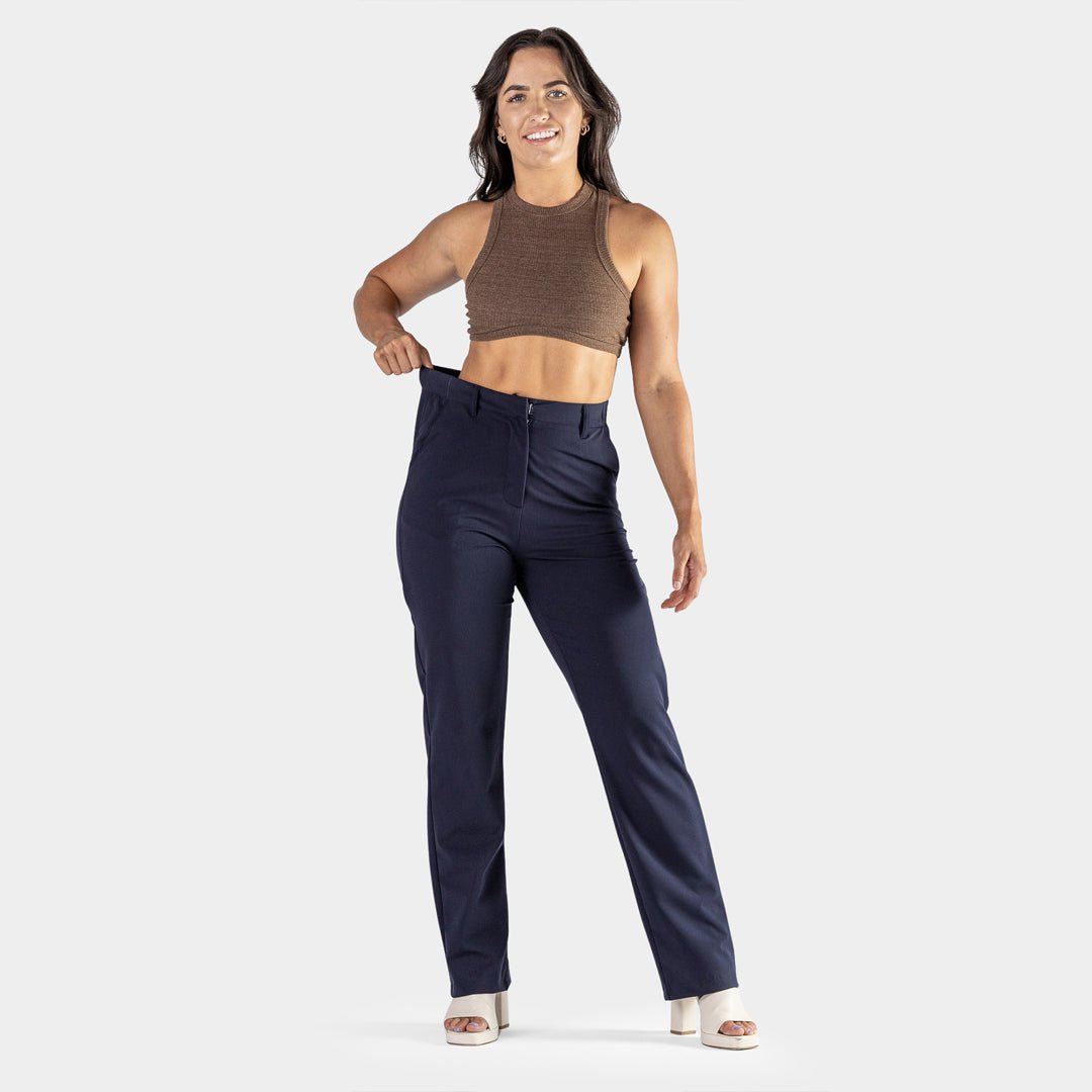 Navy Impact Straight Leg Trousers for Effortless Style