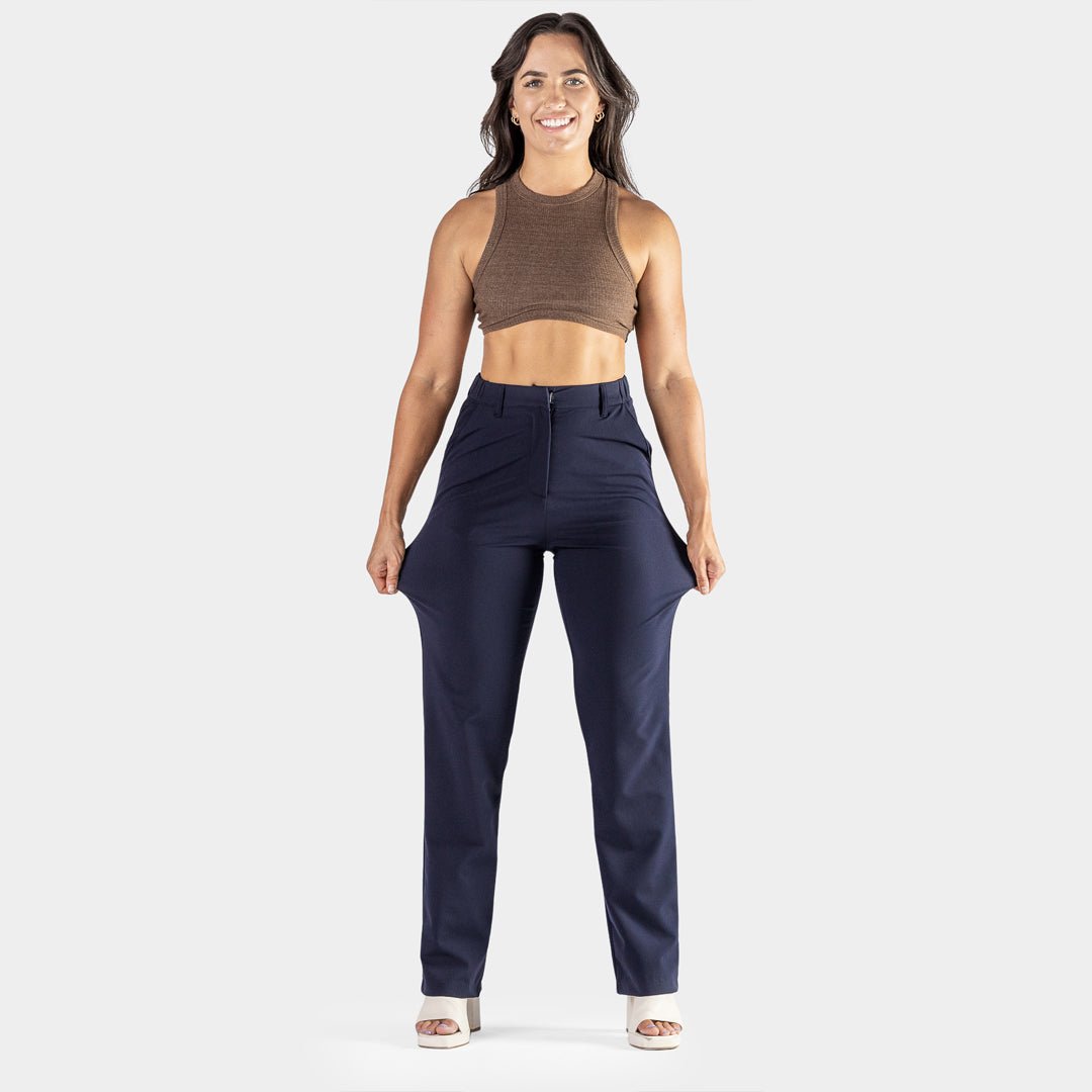 Navy Impact Straight Leg Trousers for Effortless Style