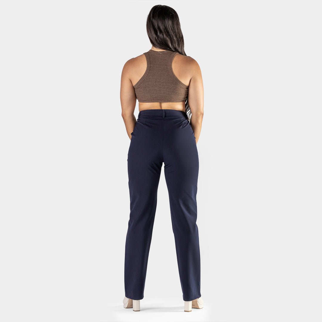 Navy Impact Straight Leg Trousers for Effortless Style