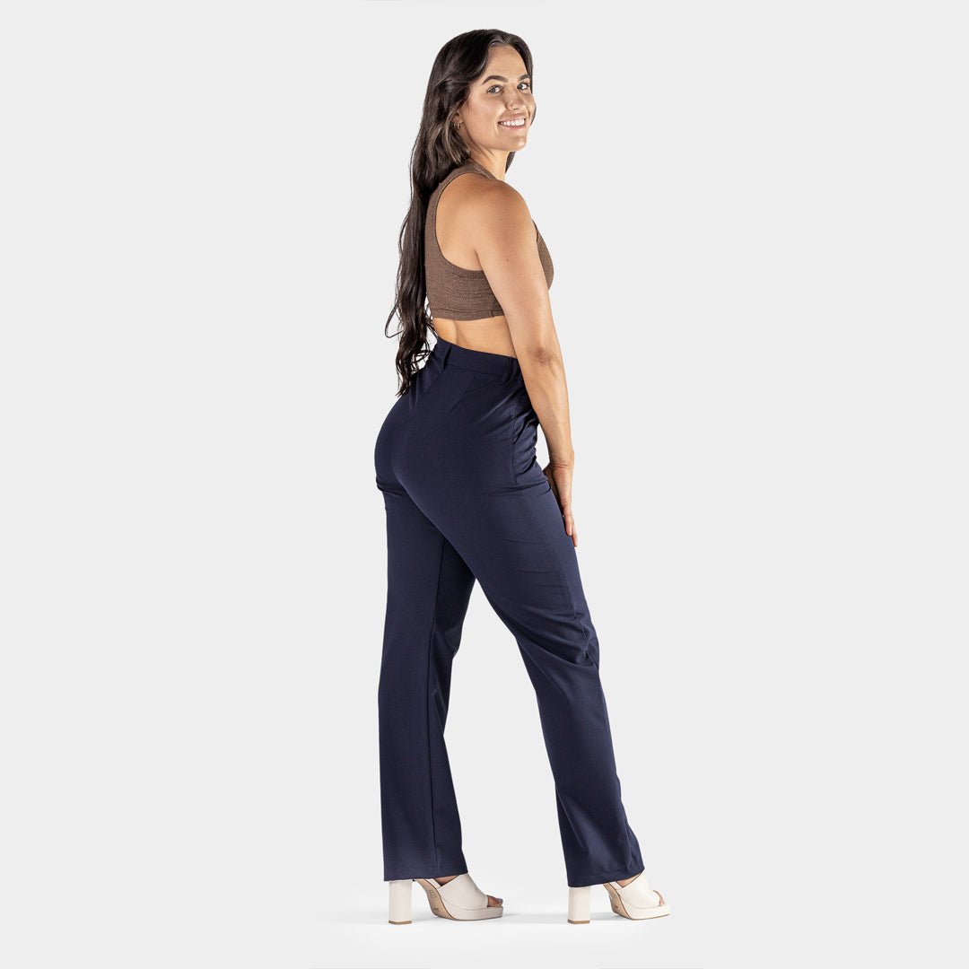 Navy Impact Straight Leg Trousers for Effortless Style