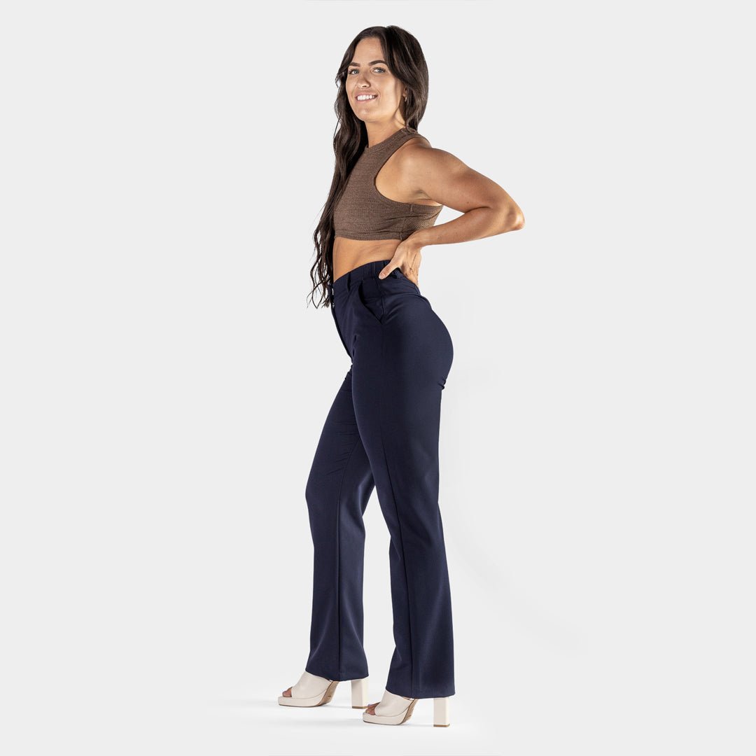 Navy Impact Straight Leg Trousers for Effortless Style