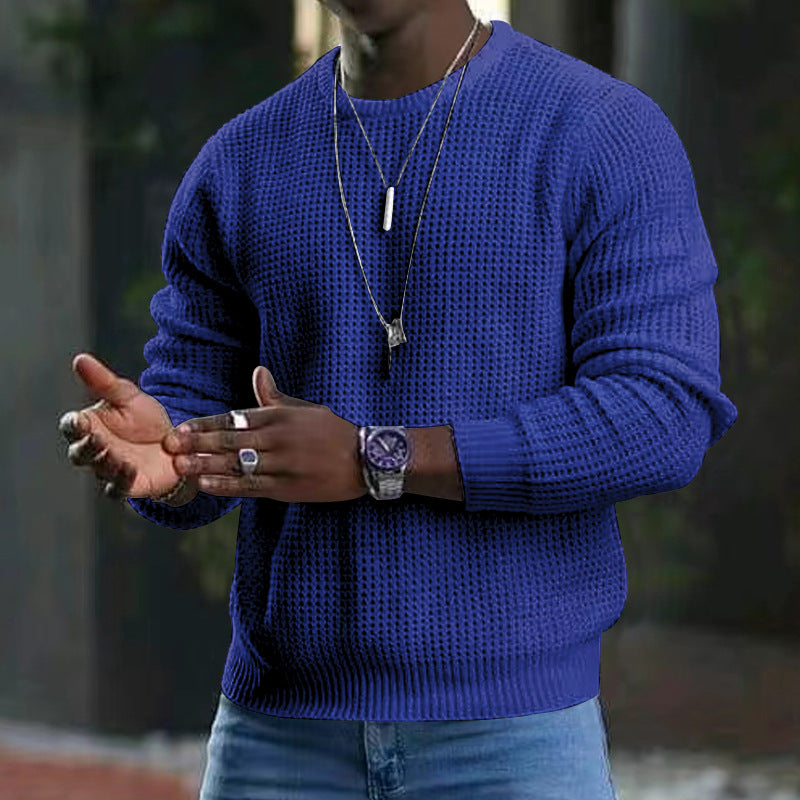 Stylish Men's Long Sleeve Knit Top with Classic Round Neckline