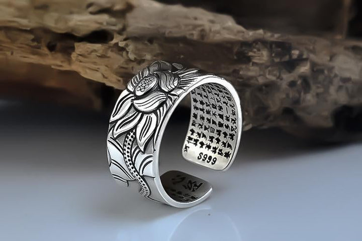 Lotus Sutra Silver Ring