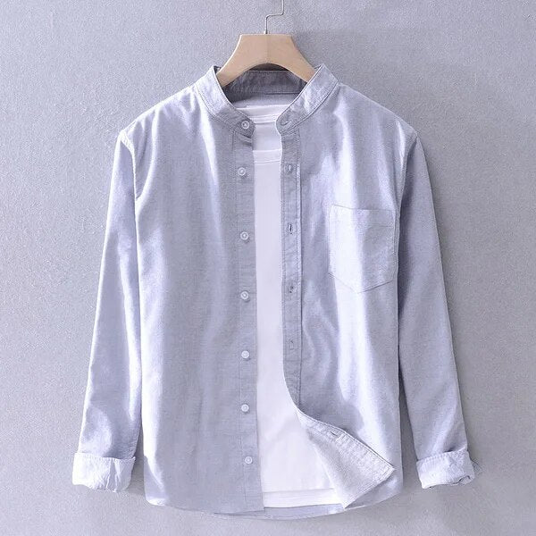 Stylish Long Sleeve Shirt for Men with Turn-up Collar and Convenient Pocket