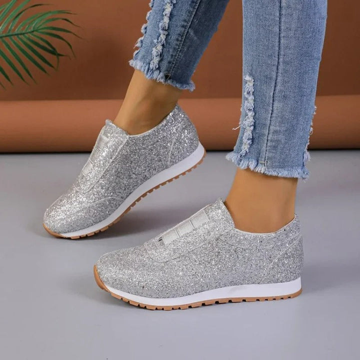 Glitter slip-on sneaker with contrasting sole