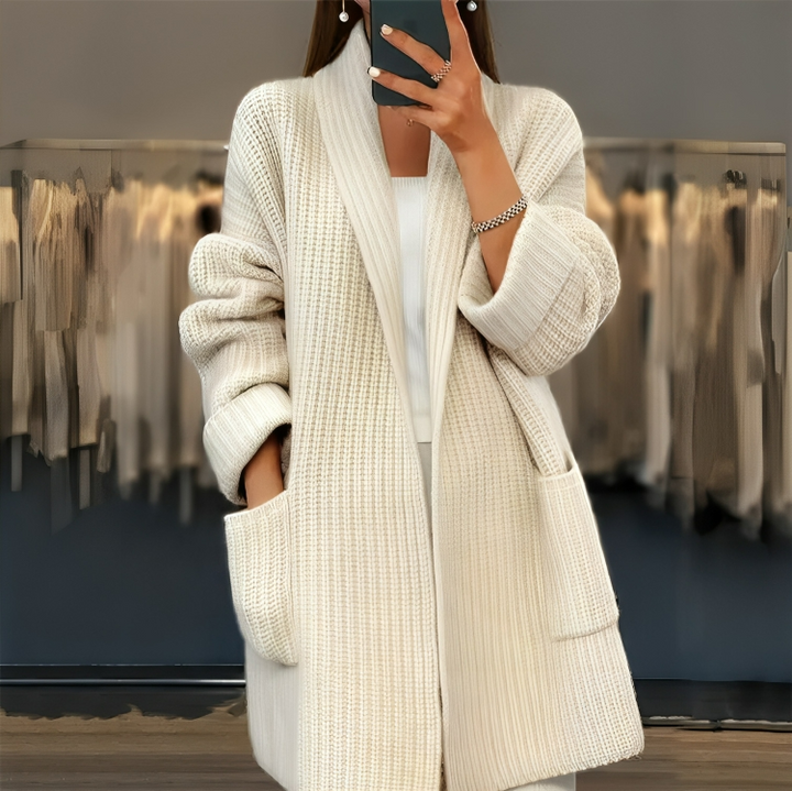 Women's V-neck loose fitting cashmere cardigan