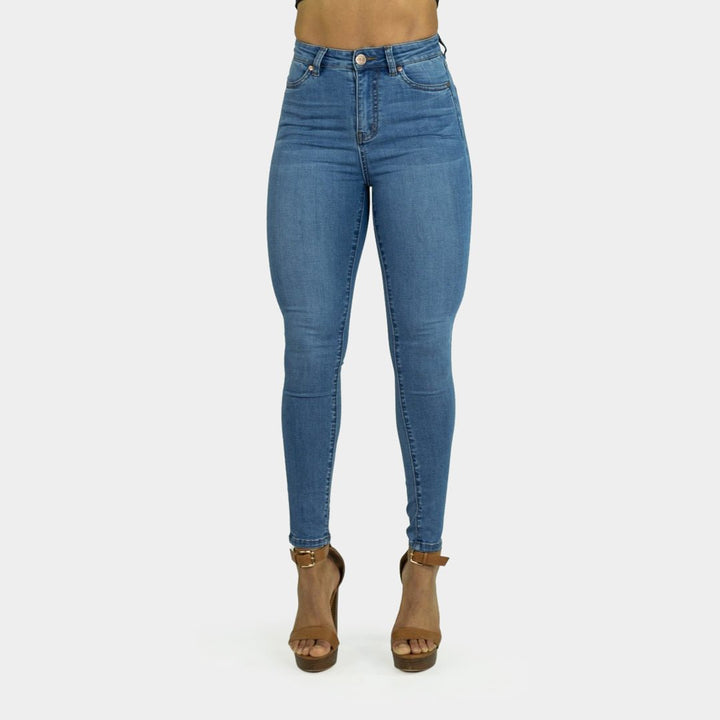 Elevate Your Style with Ocean Blue High-Waisted Skinny Jeans