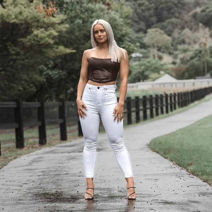 Elevate Your Style with Impact White High-Waisted Skinny Jeans