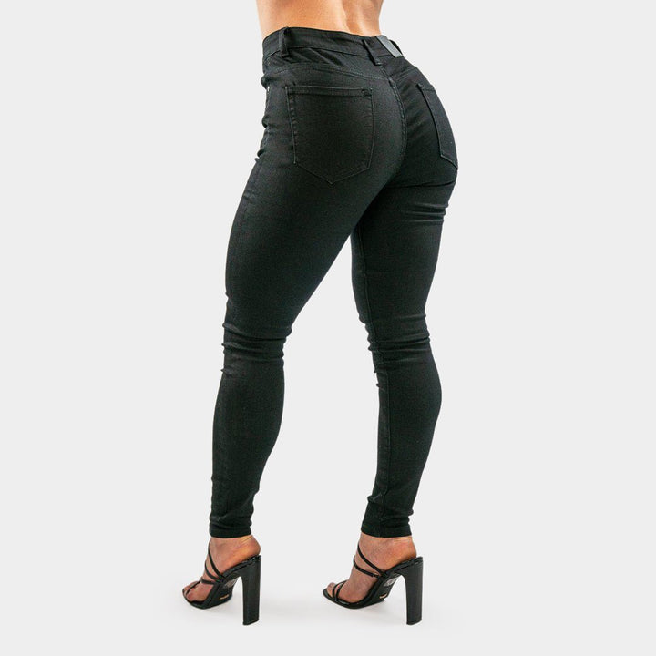 Sleek Black Mid Rise Skinny Jeans for a Flawless Fit