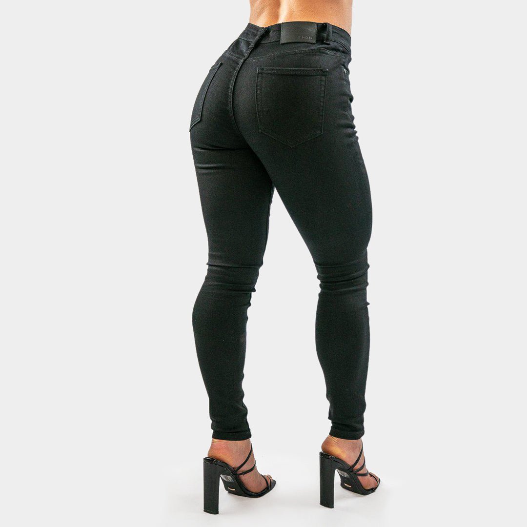 Sleek Black Mid Rise Skinny Jeans for a Flawless Fit