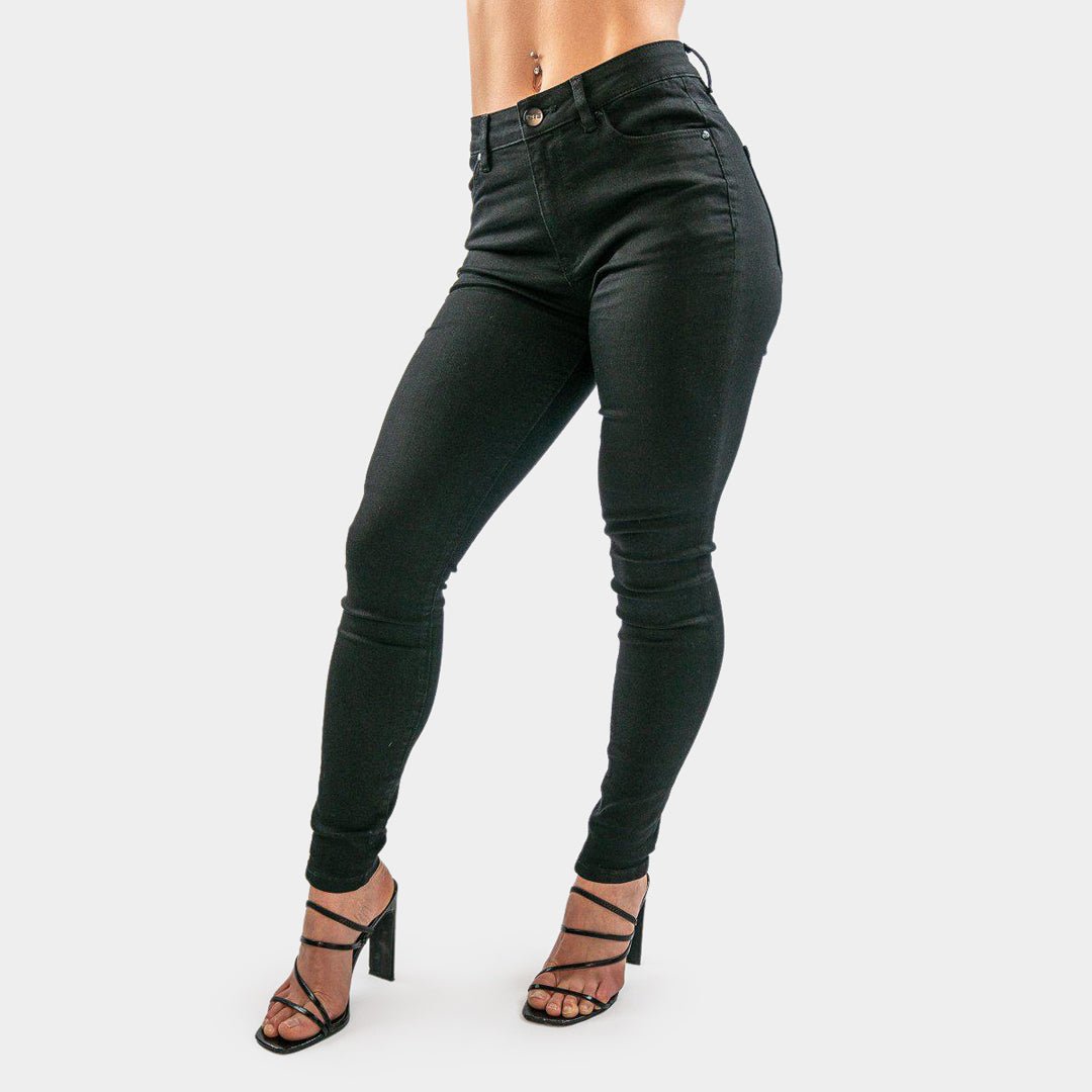 Sleek Black Mid Rise Skinny Jeans for a Flawless Fit