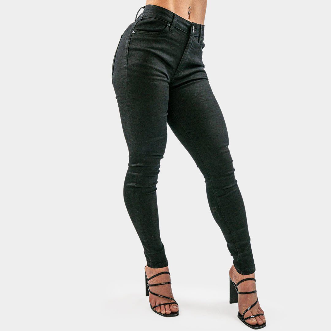 Sleek Black Mid Rise Skinny Jeans for a Flawless Fit