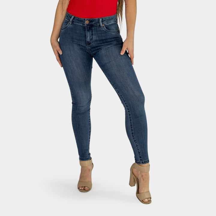 Chic Indigo Mid Rise Skinny Jeans for a Flattering Fit