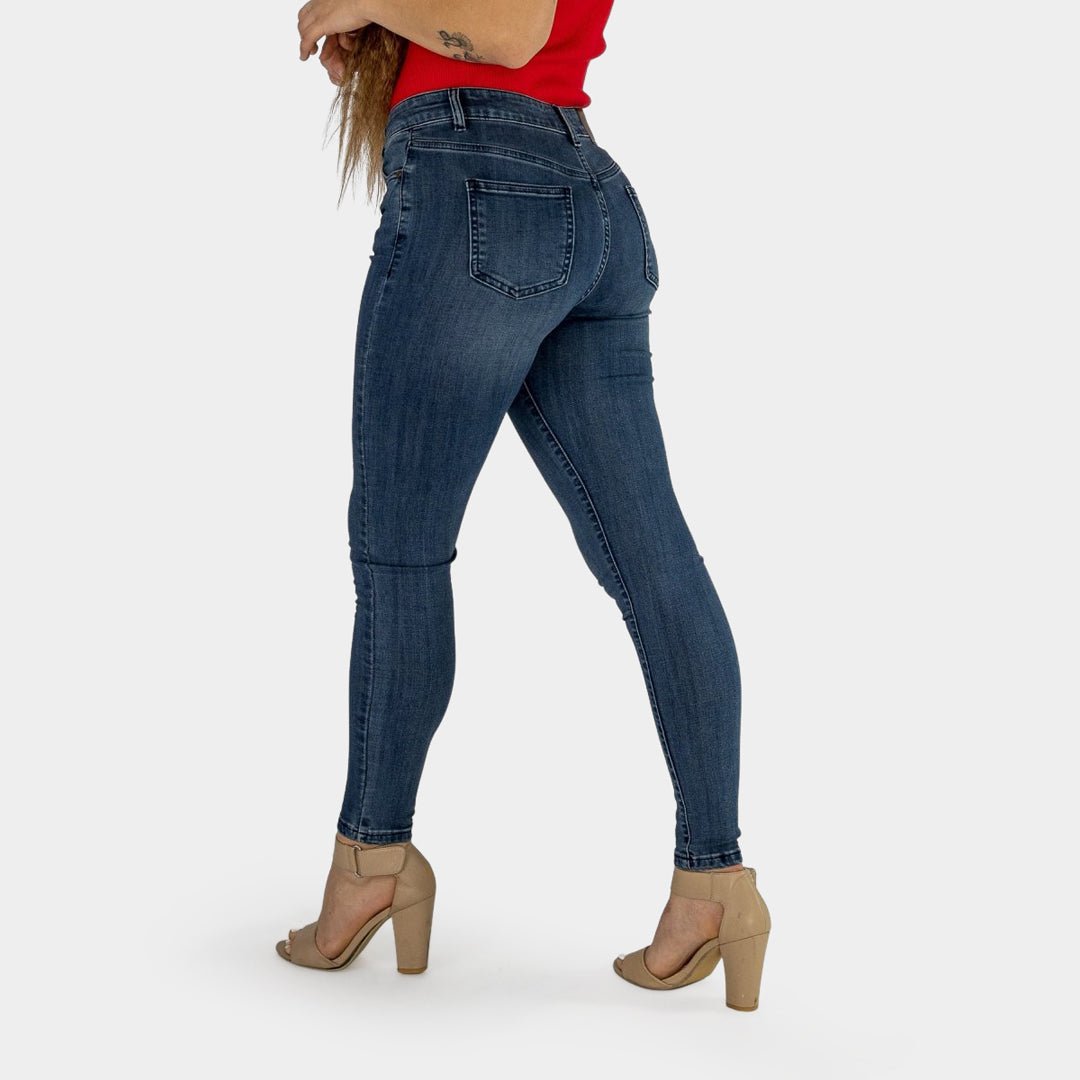 Chic Indigo Mid Rise Skinny Jeans for a Flattering Fit