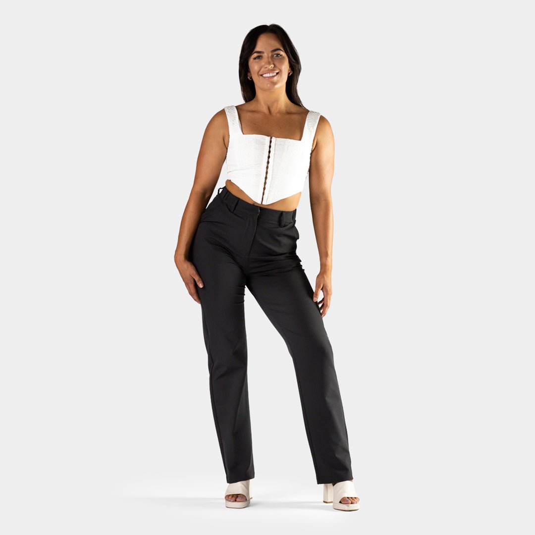 Sleek Black Straight Leg Trousers - Elevate Your Style!