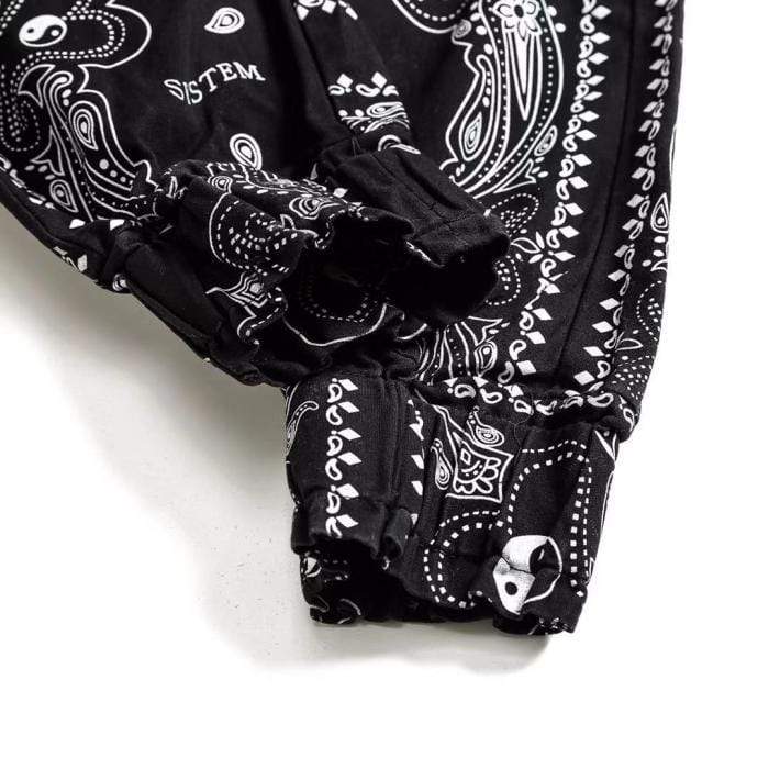 Black Paisley Cargo Pants