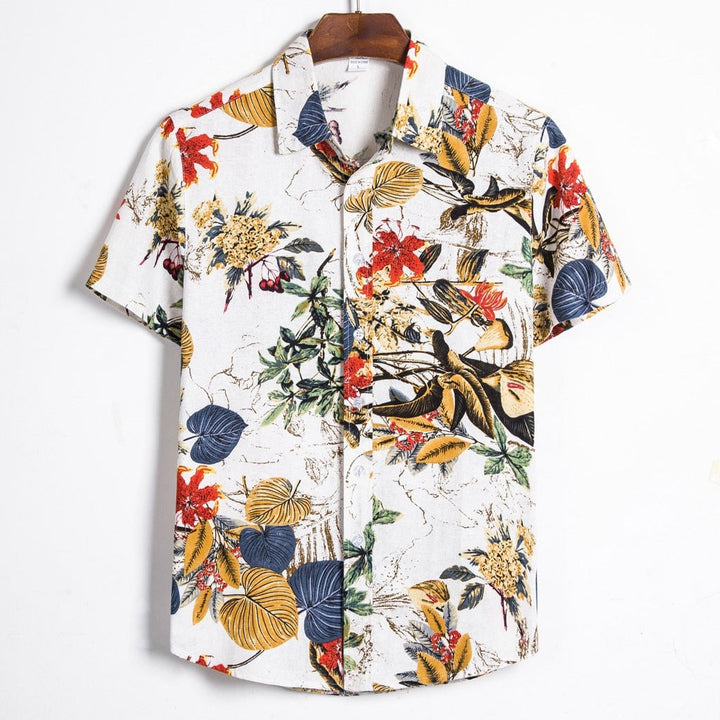 Tropical-Themed Short-Sleeve Shirt for a Fun Summer Look