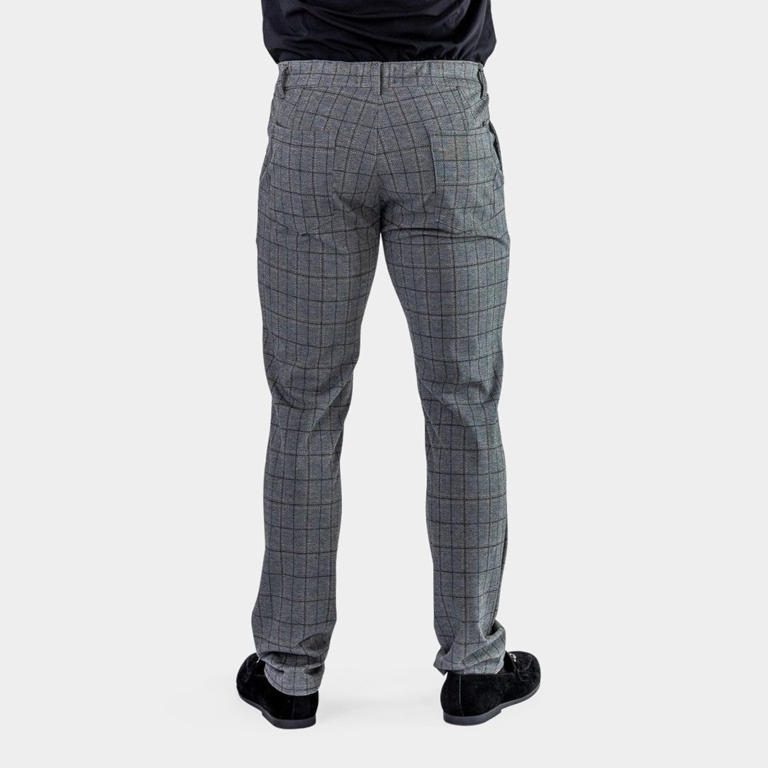 Ultra Stretch Chino Pants - Slim Fit - Windowpane Grey Check