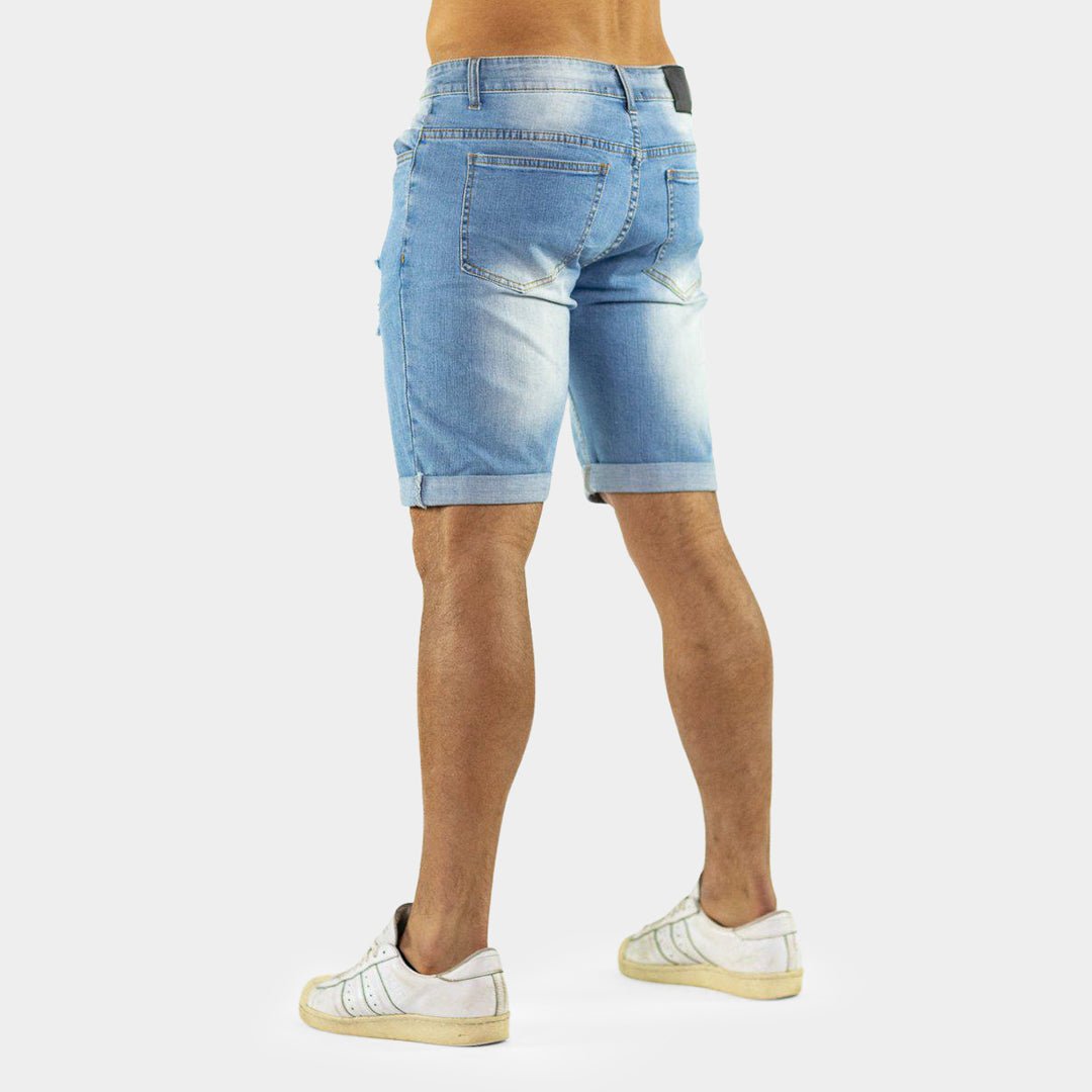 Ultra Stretch Denim Shorts - Blue Ripped