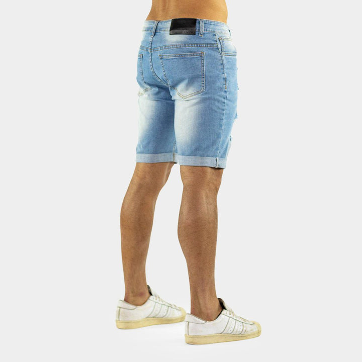 Ultra Stretch Denim Shorts - Blue Ripped