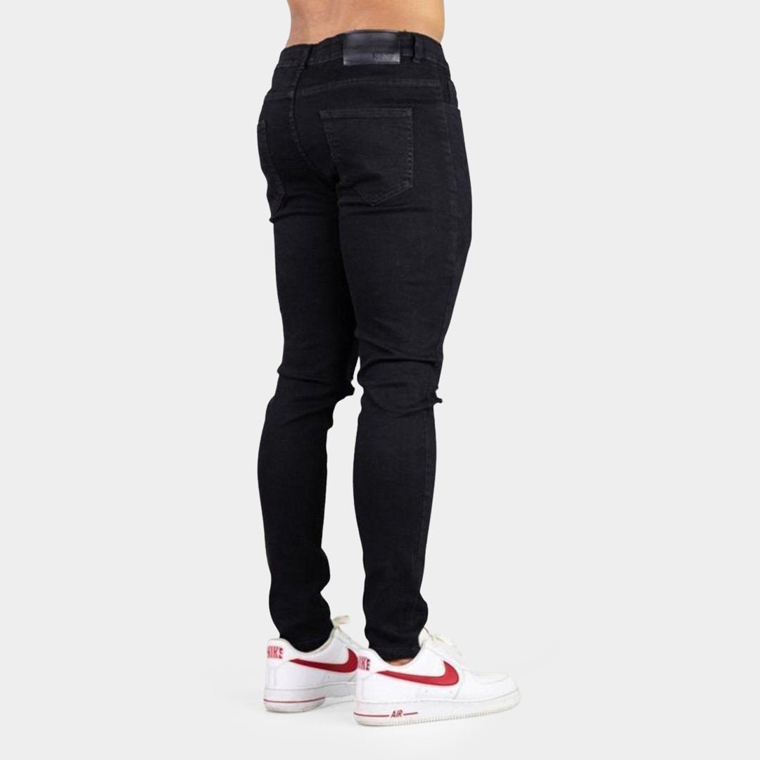 Ultra Stretch Jeans - Skinny Fit - Black Ripped Knee