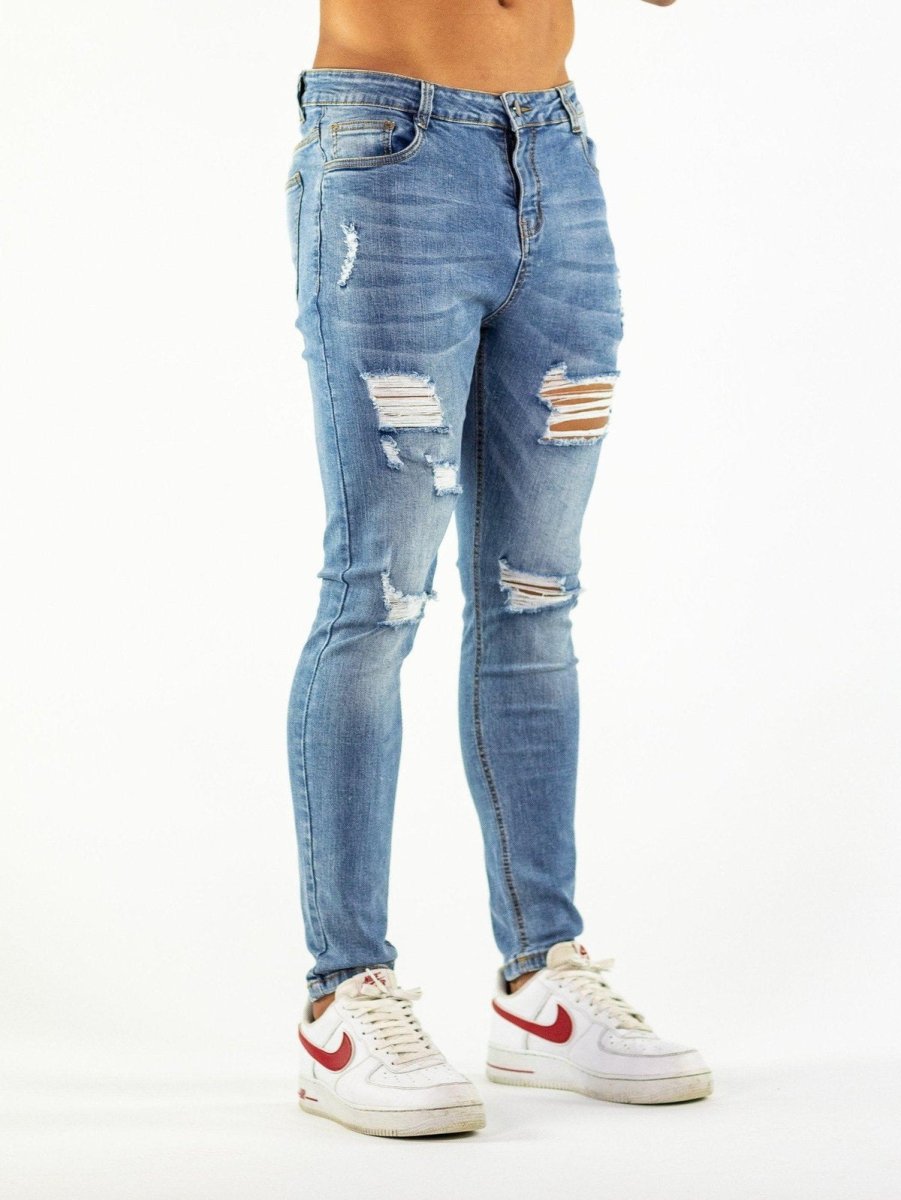 Ultra Stretch Jeans - Skinny Fit - Blue Ripped