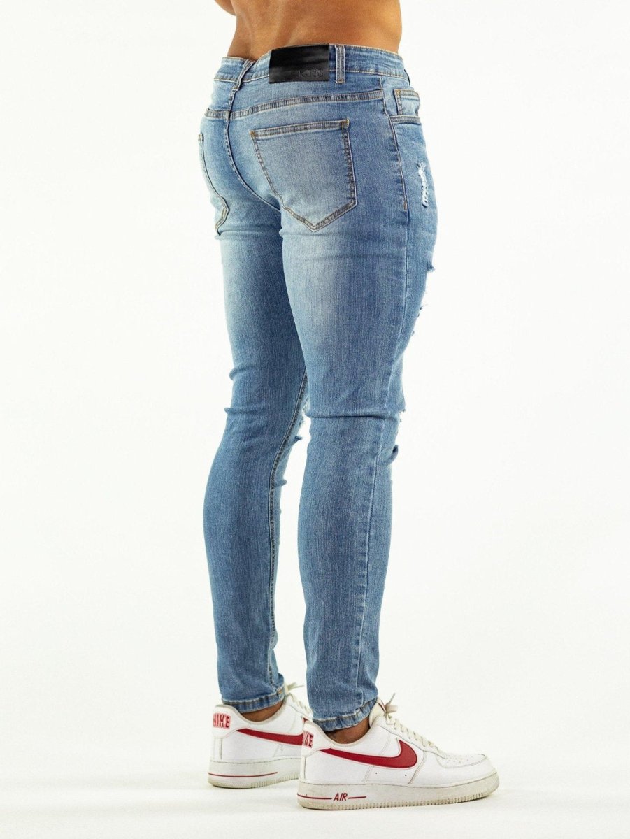 Ultra Stretch Jeans - Skinny Fit - Blue Ripped