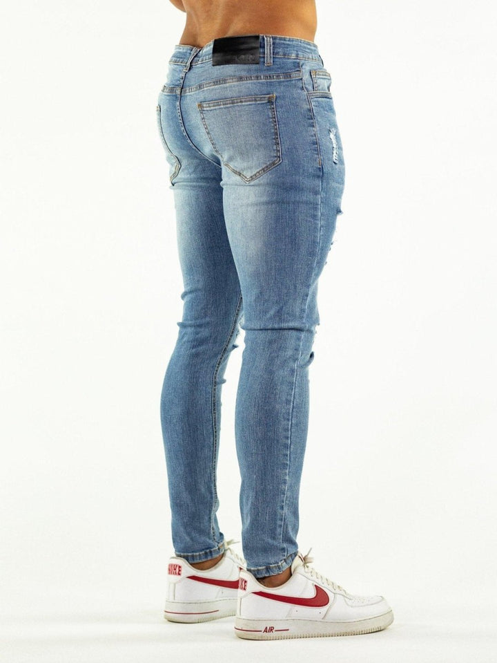 Ultra Stretch Jeans - Skinny Fit - Blue Ripped