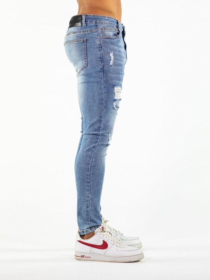 Ultra Stretch Jeans - Skinny Fit - Blue Ripped