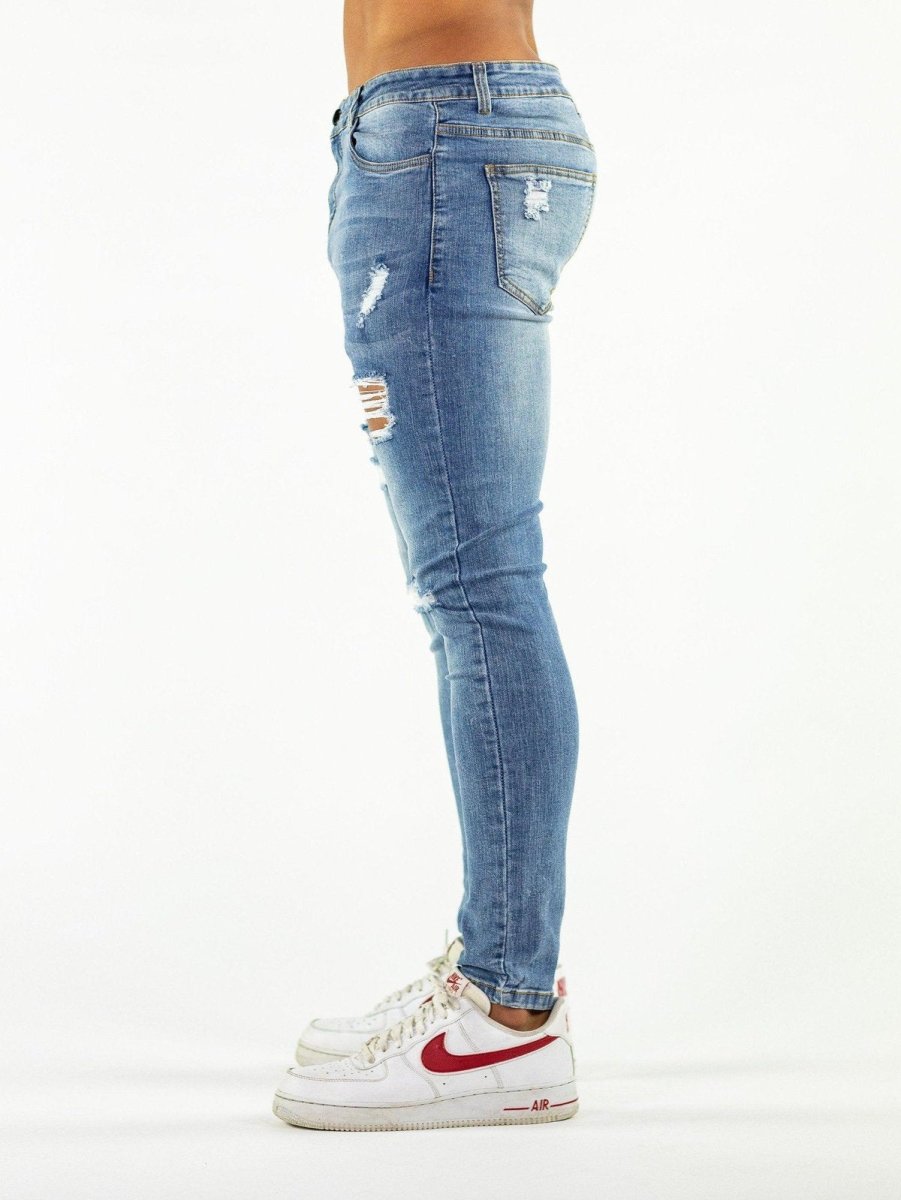 Ultra Stretch Jeans - Skinny Fit - Blue Ripped