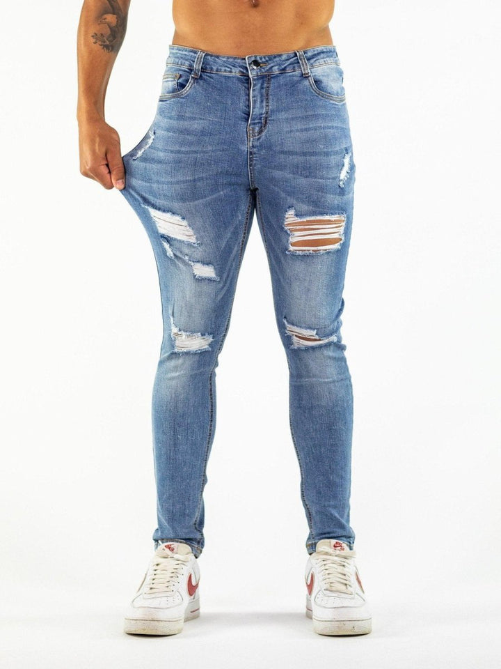 Ultra Stretch Jeans - Skinny Fit - Blue Ripped