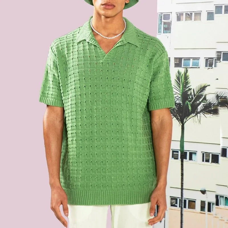 Luxurious Oversized Knit Polo for Men - Elevate Your Style!