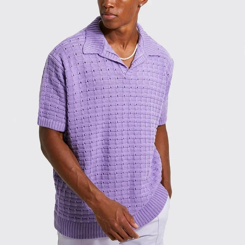 Luxurious Oversized Knit Polo for Men - Elevate Your Style!