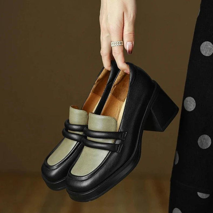 Retro loafers with block heel